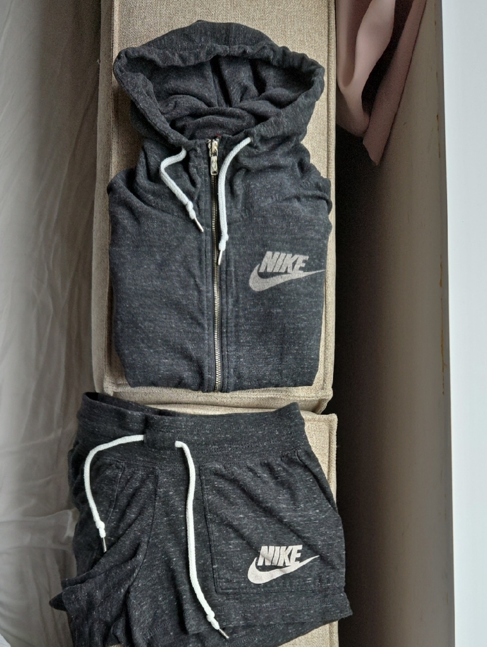 Nike Black Heather Hoodie and Shorts Athletic Set